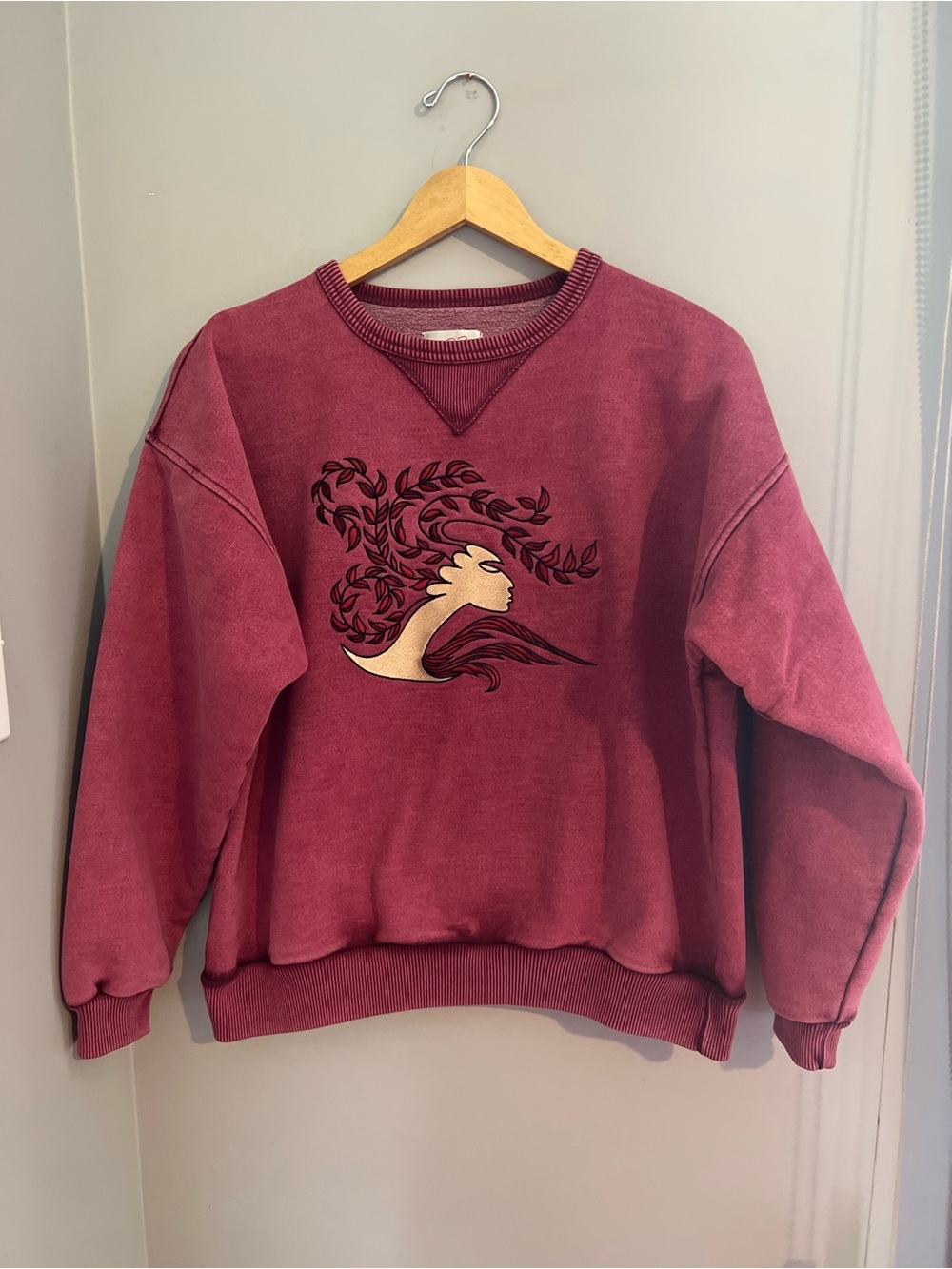 Fuzzy Stonewash Vintage Burgundy Crewneck Sweatshirt